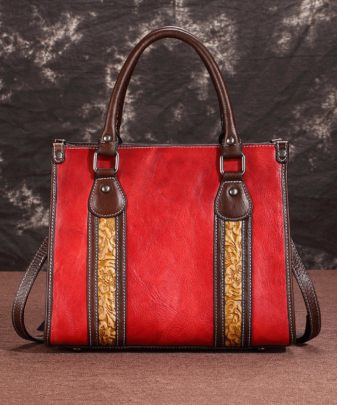 Borsa a mano in pelle di vitello marrone, di grande capacità/borsa a tracolla