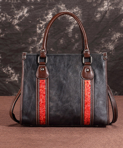 Borsa a mano in pelle di vitello marrone, di grande capacità/borsa a tracolla