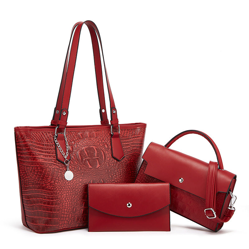 🔥 Ultimi 10 set🔥Set di 3 pezzi per donna, borsa a tracolla con motivo coccodrillo