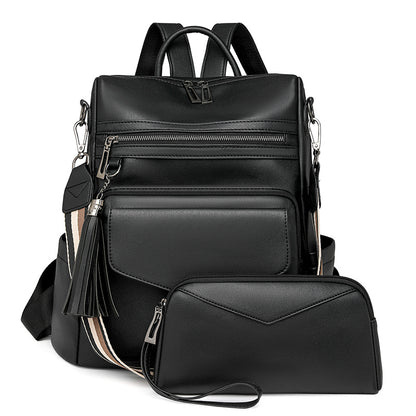 🔥Vendita limitata️‍🔥Nuovo zaino da donna alla moda retrò, grande capacità, con nappa bicolore